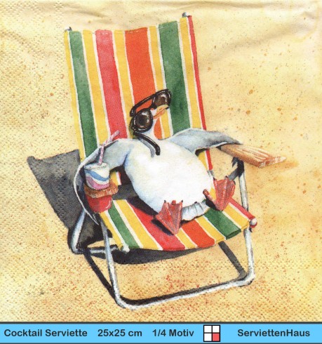 Möwe am Strand - 1 Cocktail Serviette zwei verschiedene 1/4 Motive